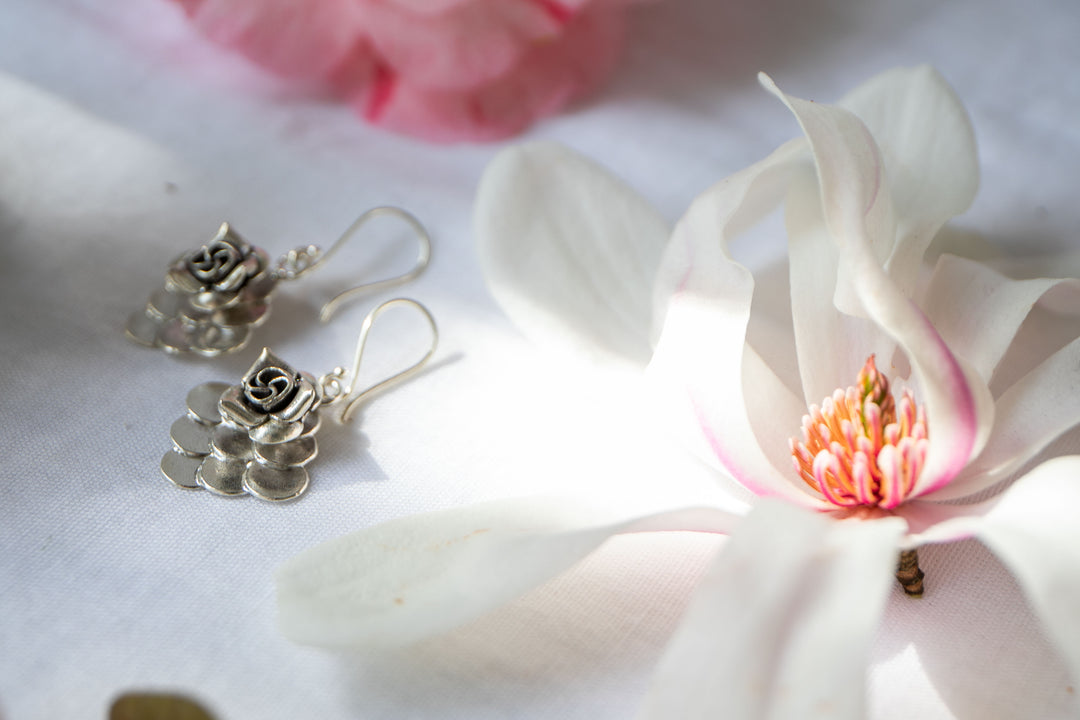 Thai Hill Tribe Silver Flower Earrings