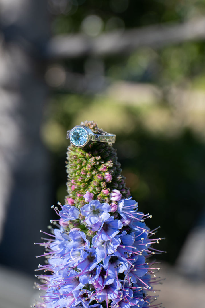 Faceted Topaz Ring in Beaten Sterling Silver - Size 6 US