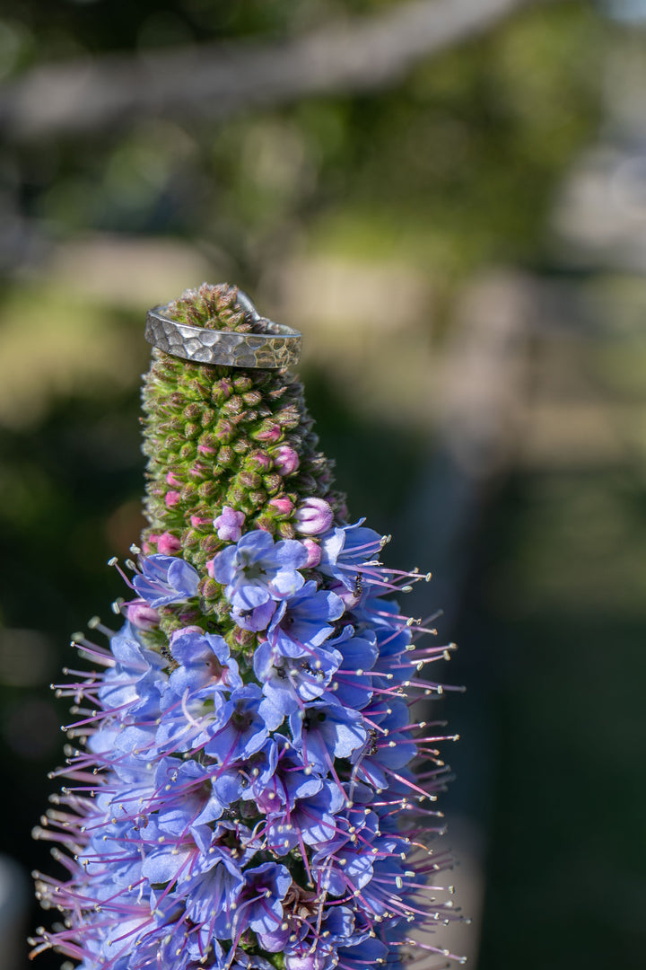 Faceted Topaz Ring in Beaten Sterling Silver - Size 6 US