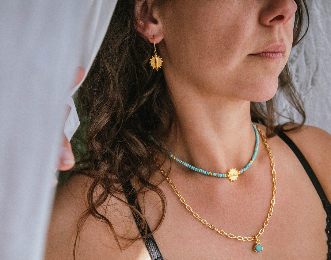 Arizona Turquoise and Gold Vermeil Choker Necklace