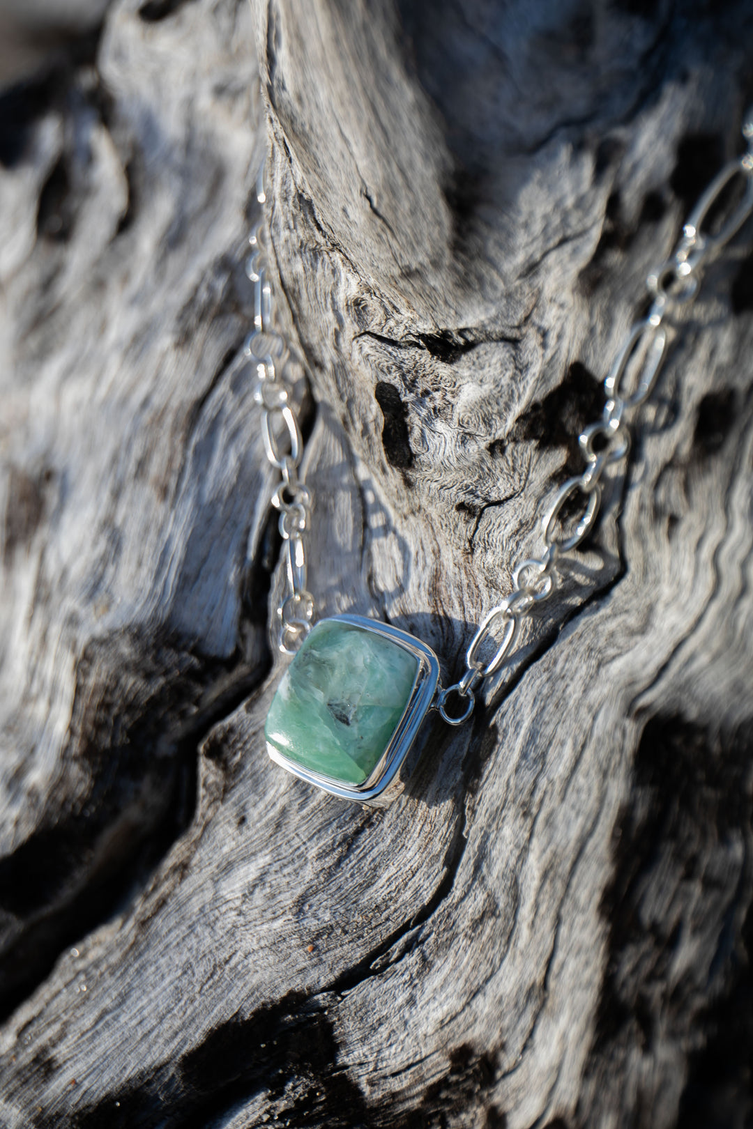 Peruvian Opal Pendant on Fixed Sterling Silver Chain