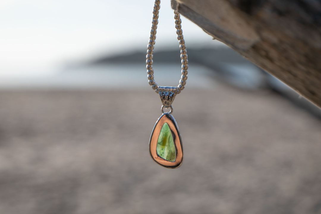 Peruvian Opal Pendant in Beaten Sterling Silver Setting