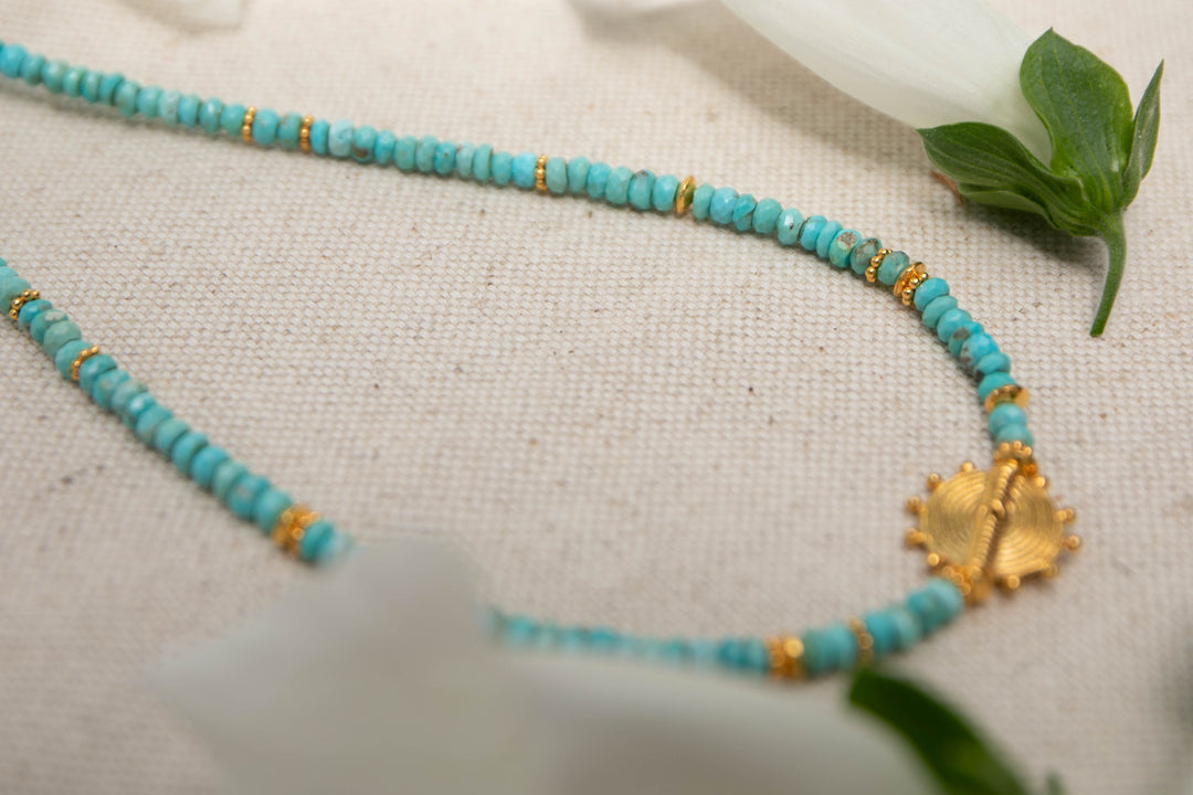 Reserved for Senta*** Arizona Turquoise and Gold Vermeil Choker Necklace