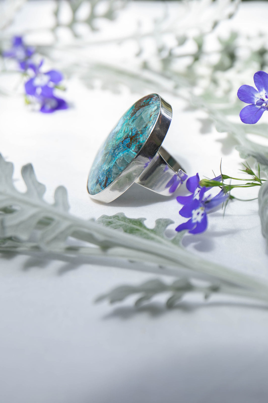 Statement Shattuckite Ring with Adjustable Band