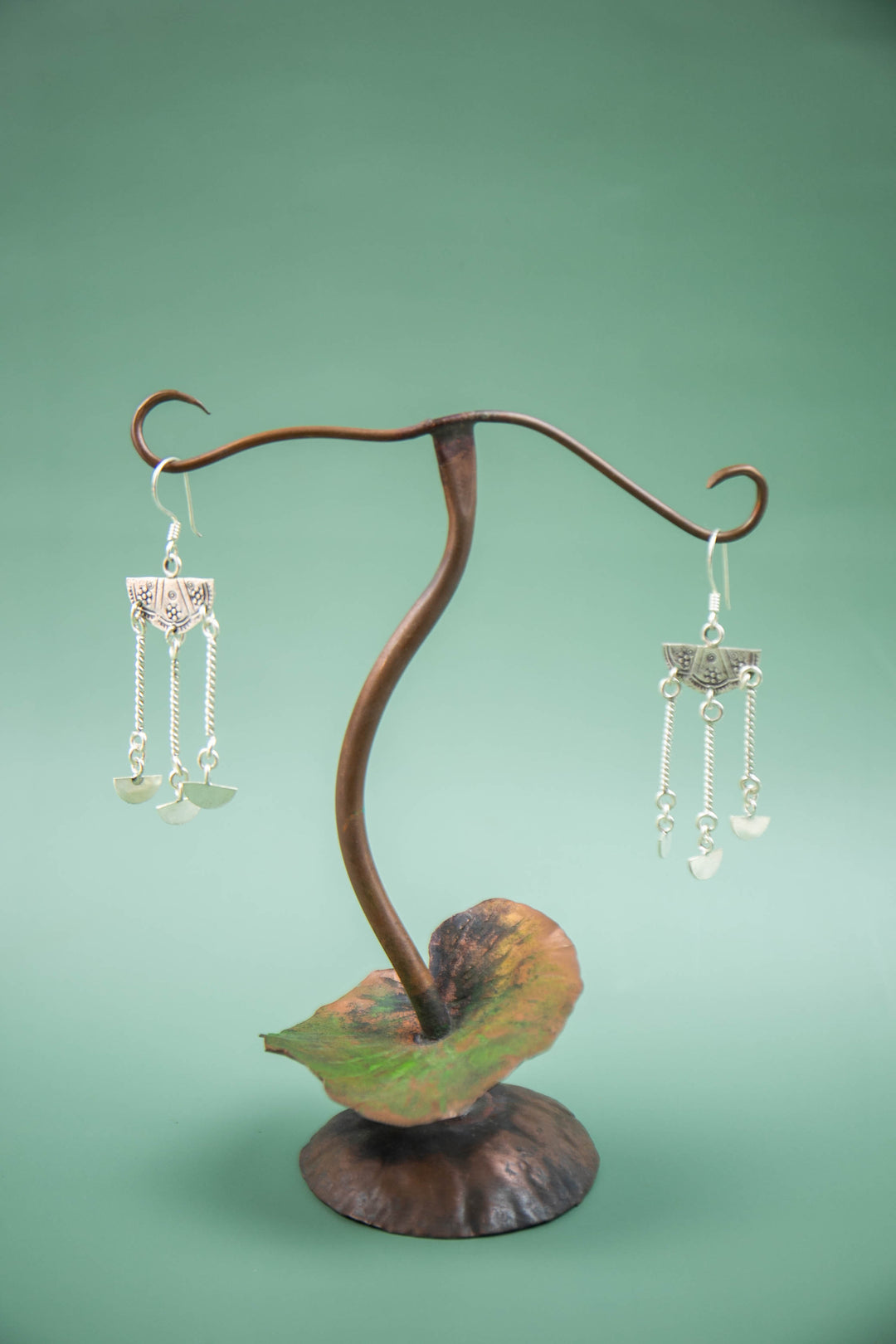 Recycled Copper Leaf Earring Holder ~ Tall Single Hook
