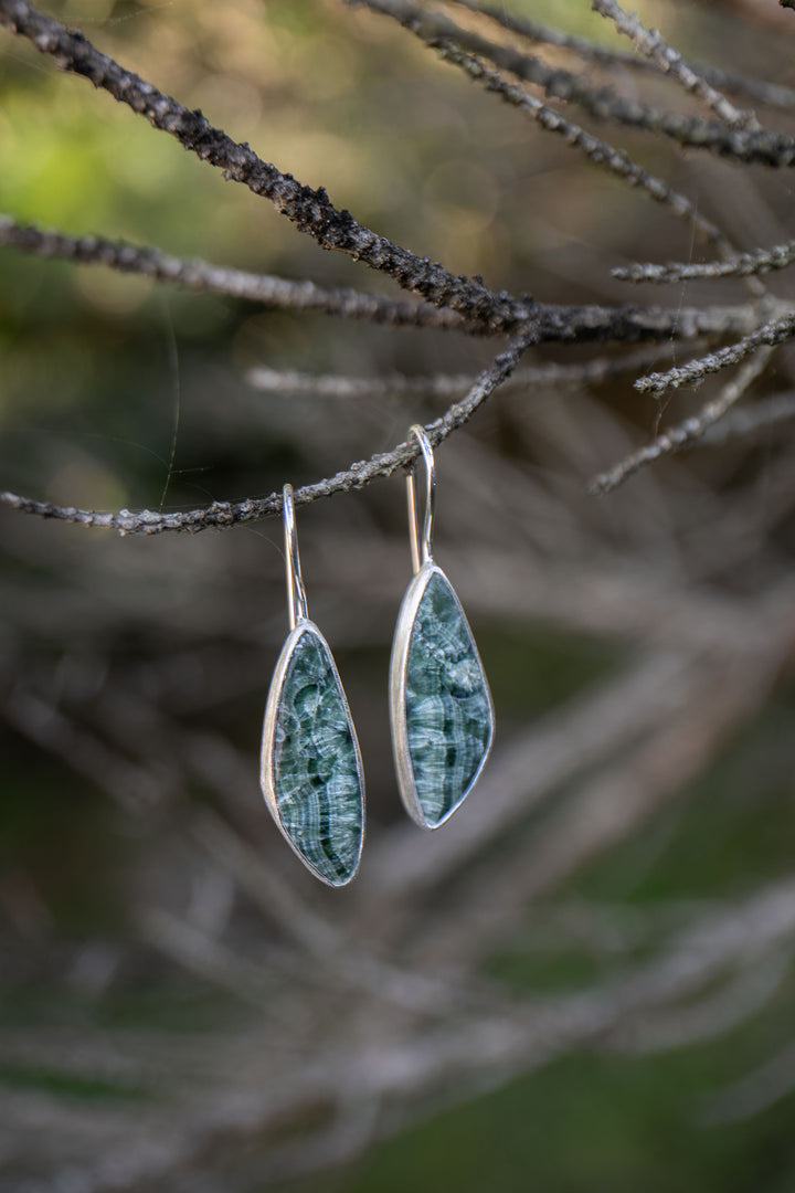 Reserved for Ania **** Seraphinite Earrings in Brushed Sterling Silver