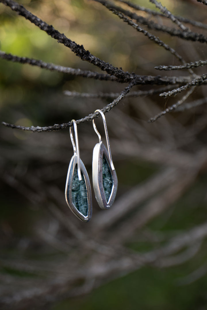 Reserved for Ania **** Seraphinite Earrings in Brushed Sterling Silver