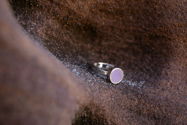 Lapis Lazuli Ring in Beaten Sterling Silver Setting - Size 9 US