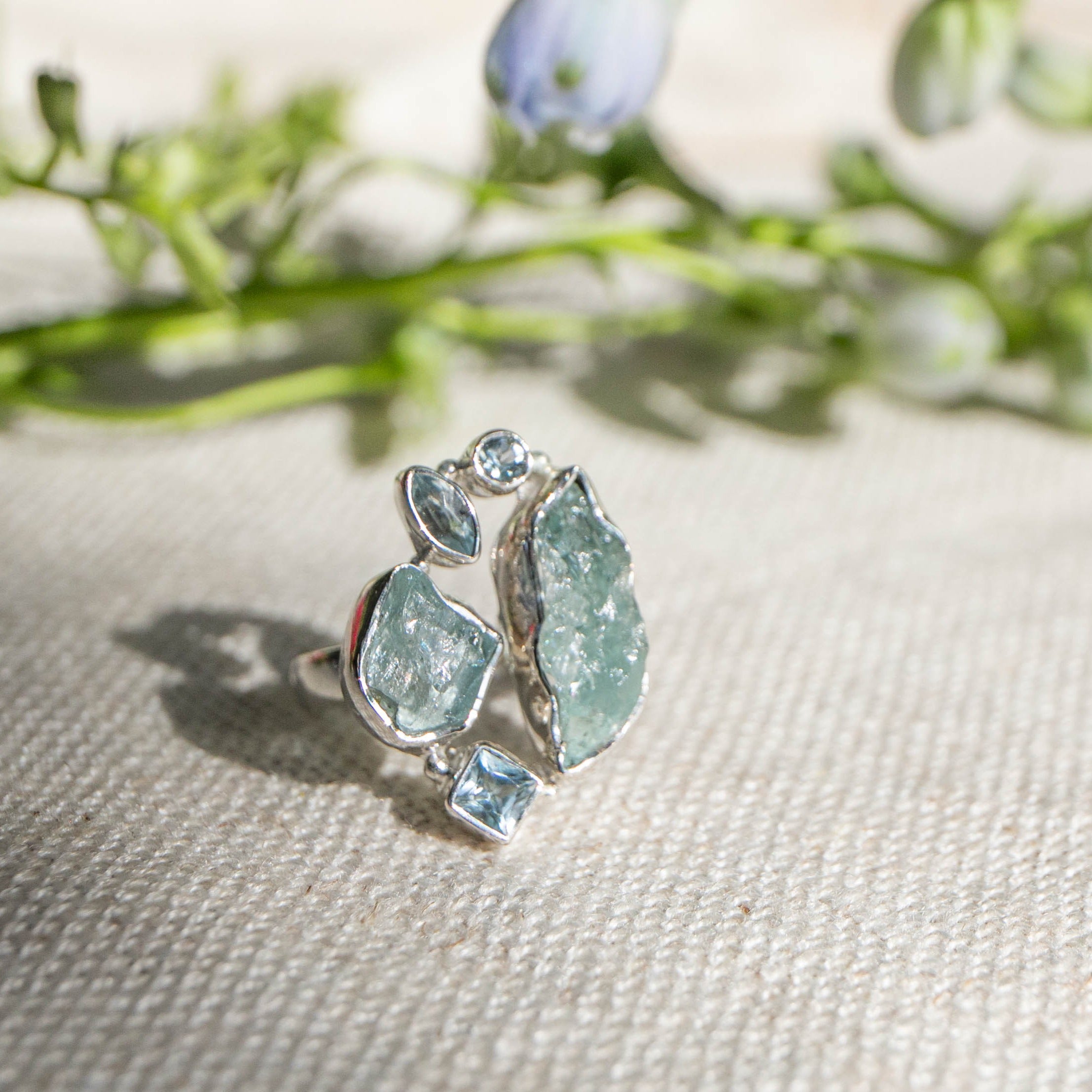 Raw aquamarine deals ring