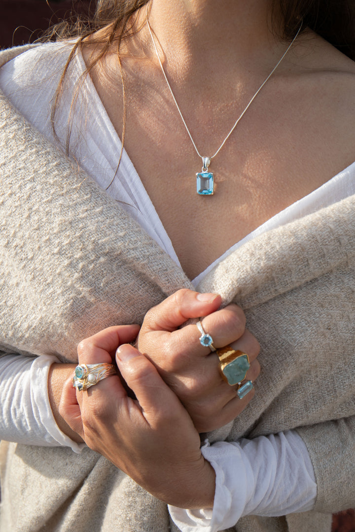 Blue Topaz Pendant in Sterling Ailver