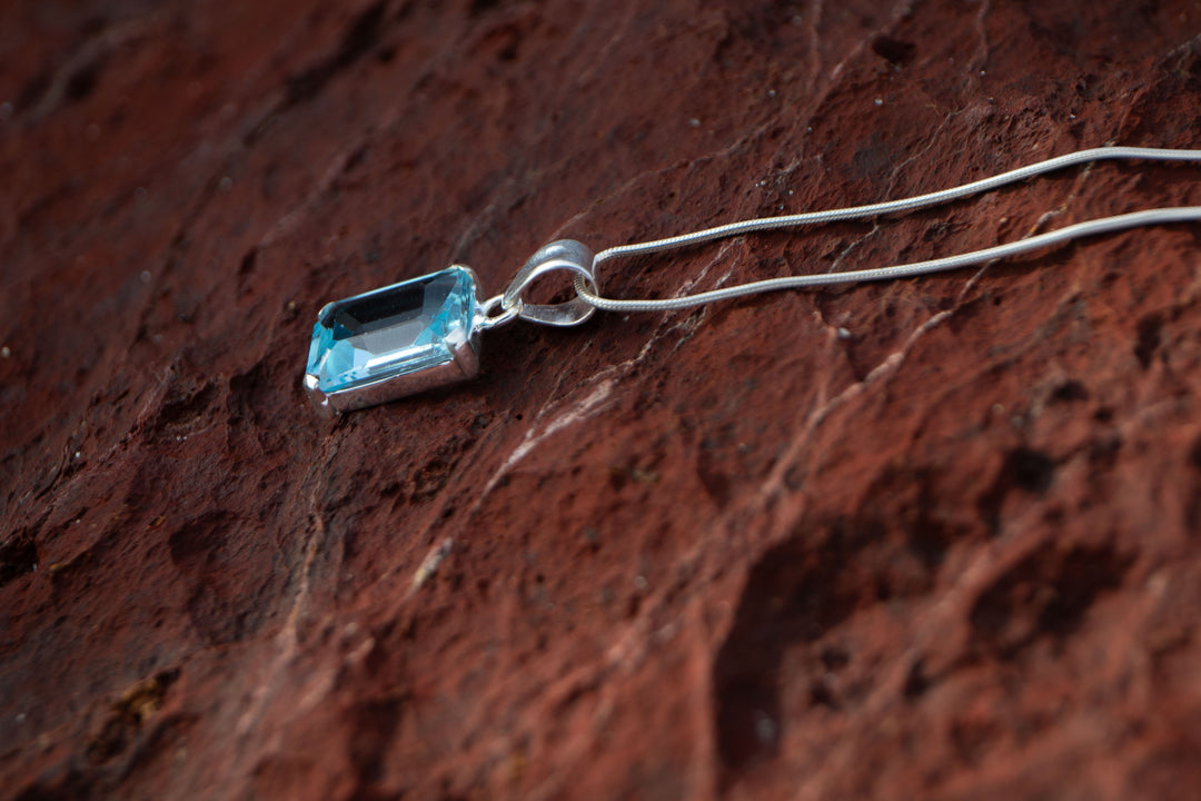 Blue Topaz Pendant in Sterling Ailver