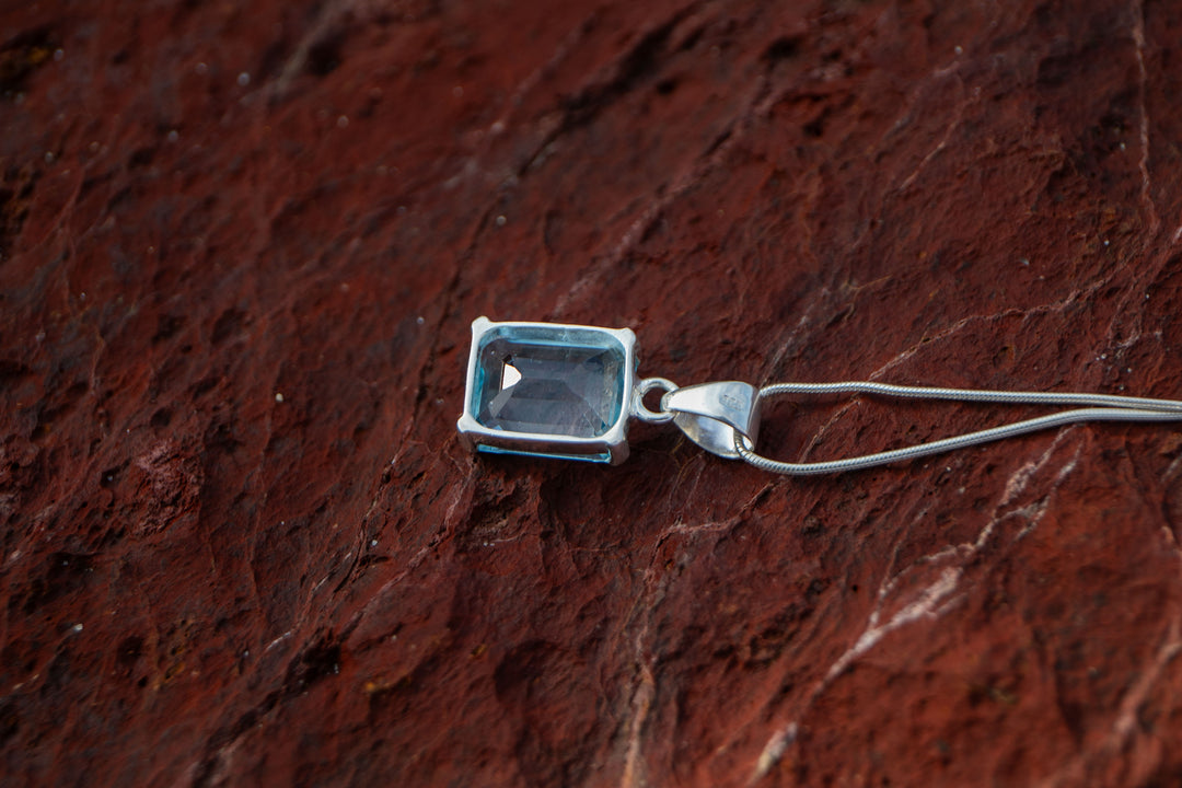 Blue Topaz Pendant in Sterling Ailver