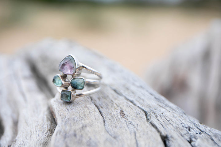 Stunning Faceted Multi Watermelon Tourmaline Ring set in 92.5% Sterling Silver - Size 8 US - Gemstone Ring - Jewellery - Tourmaline Jewelery
