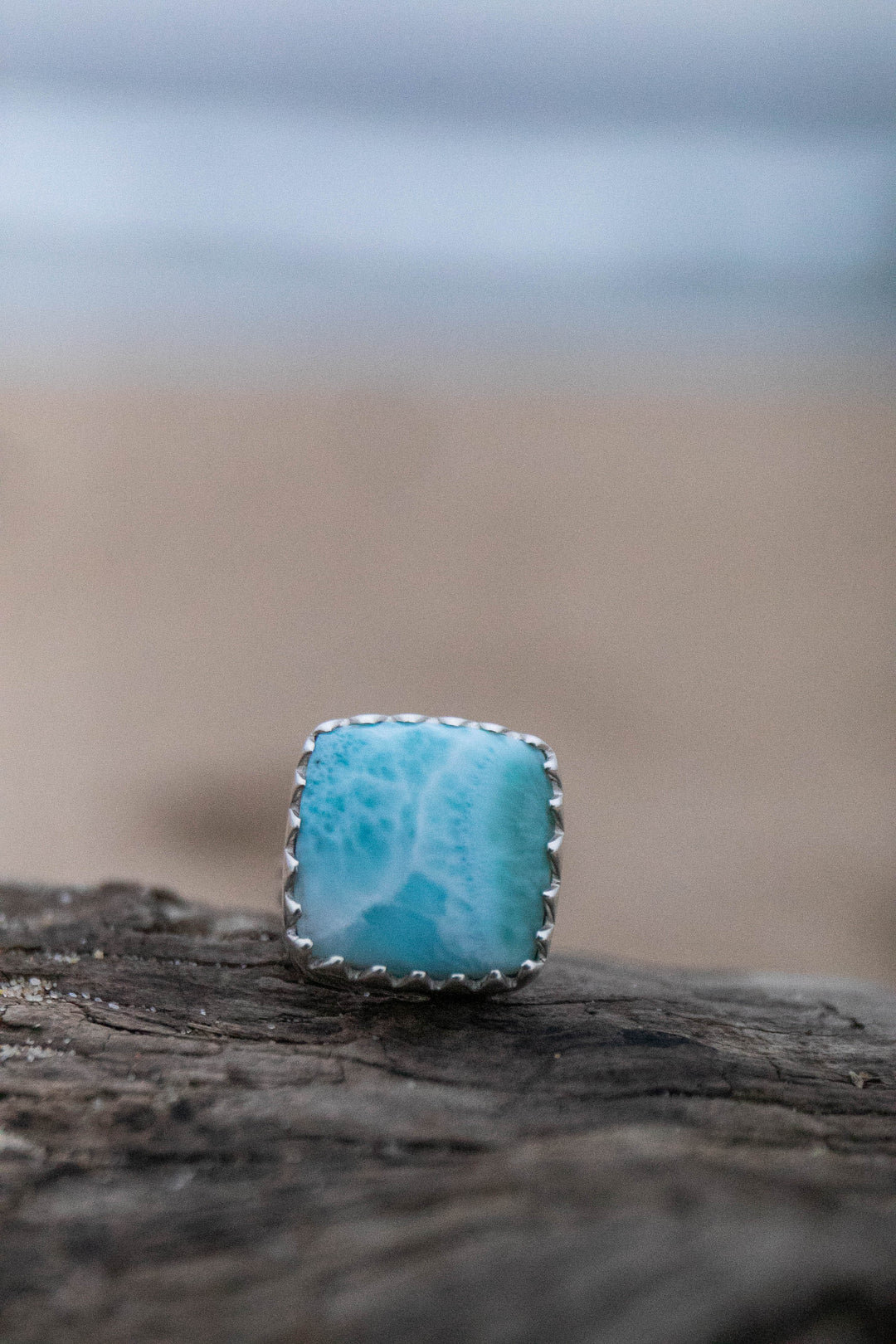 Larimar Ring in Sterling Silver Setting - Size 7.5 US
