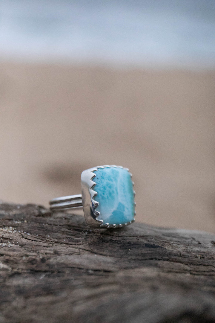 Larimar Ring in Sterling Silver Setting - Size 7.5 US