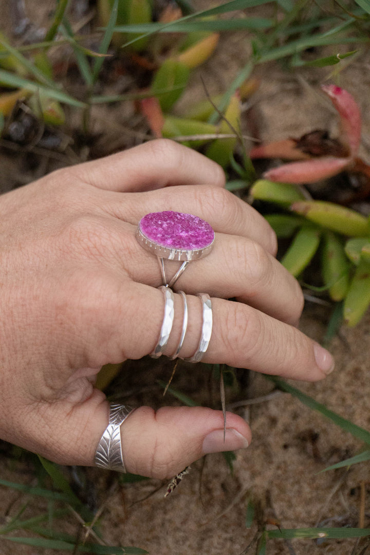 Raw Pink Cobalto Calcite Ring set in Unique Sterling Silver - Size 7 US