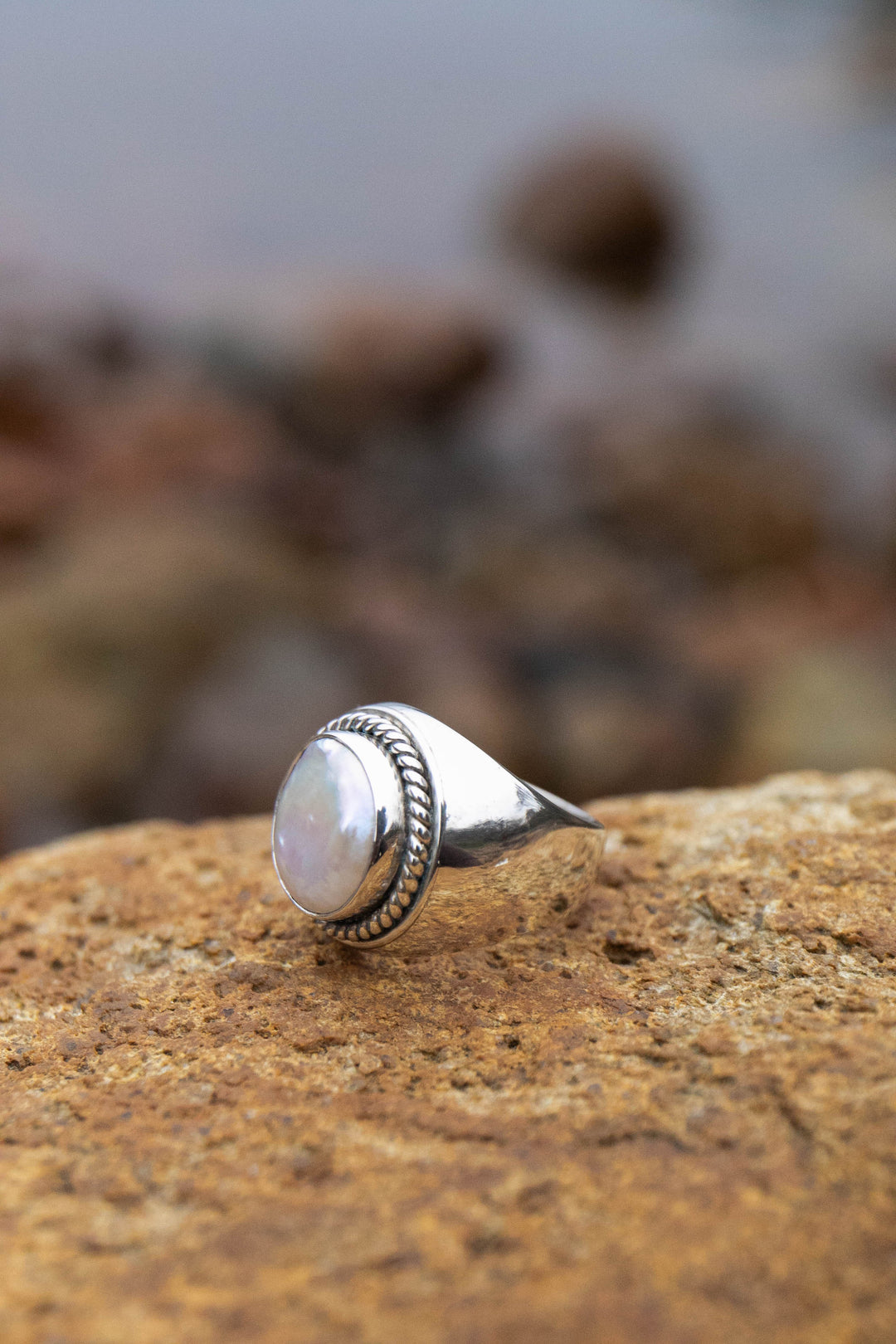 Chunky Freshwater Pearl Ring in Sterling Silver