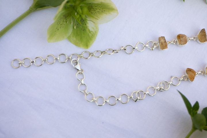 Raw Citrine Necklace with Sterling Silver