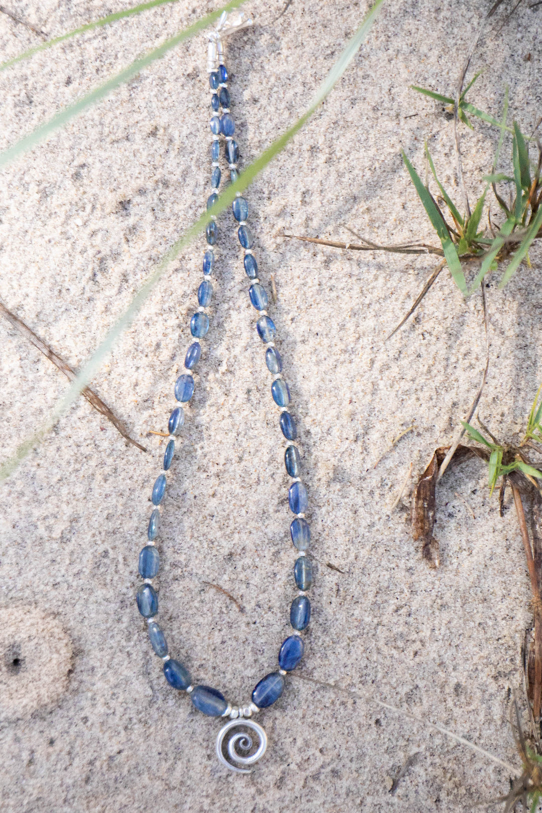 Blue Kyanite Necklace with Spiral Pendant