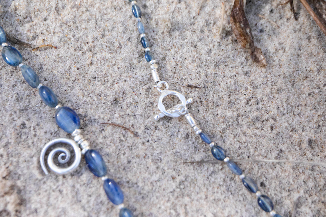 Blue Kyanite Necklace with Spiral Pendant