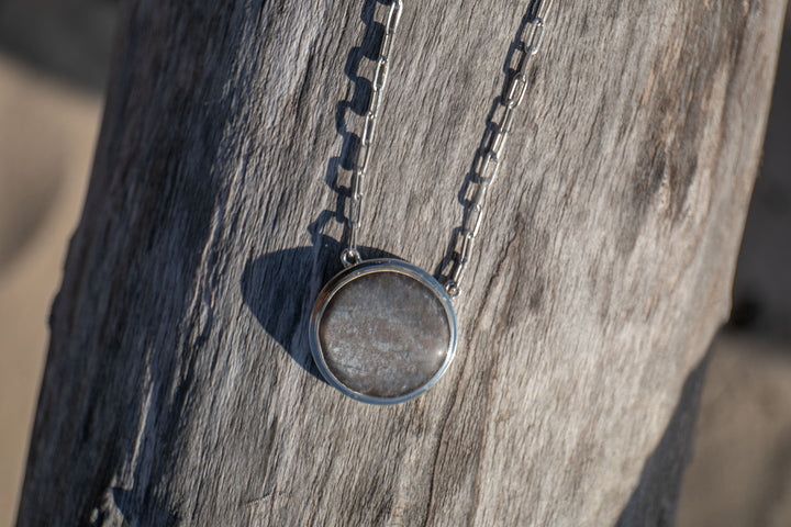 Silver Sheen Obsidian Pendant on Silver Link Chain