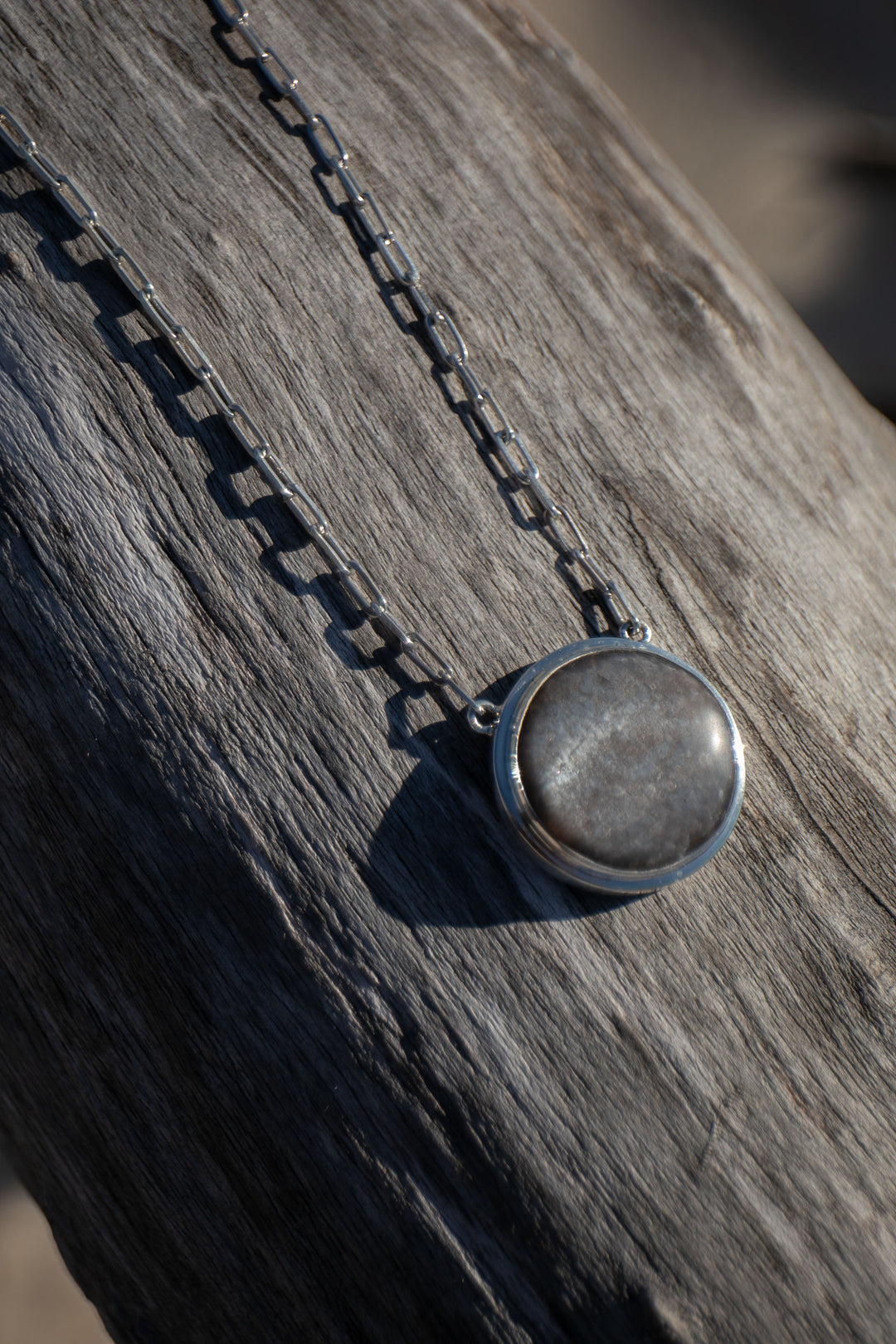 Silver Sheen Obsidian Pendant on Silver Link Chain