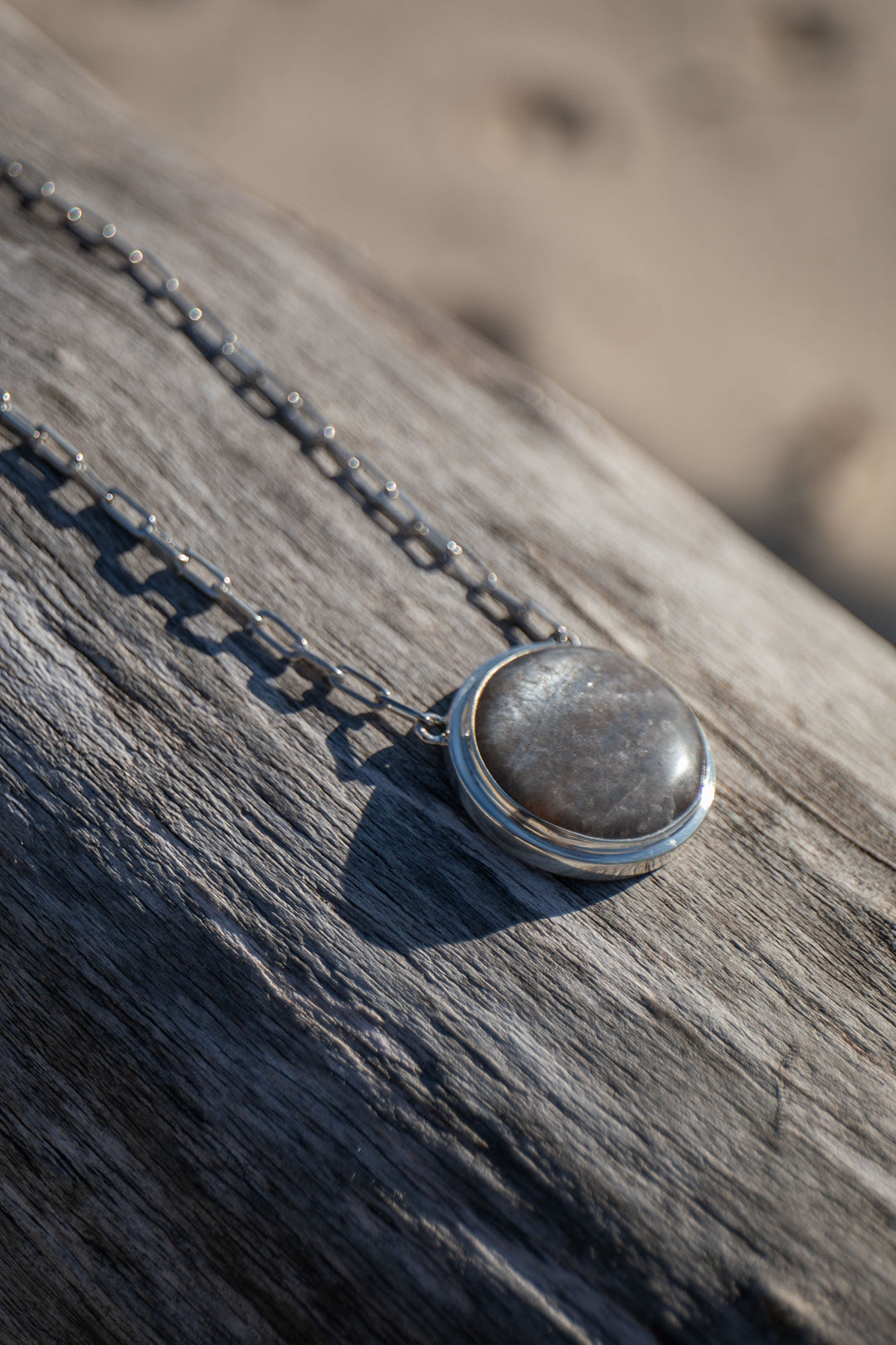 Silver Sheen Obsidian Pendant on Silver Link Chain