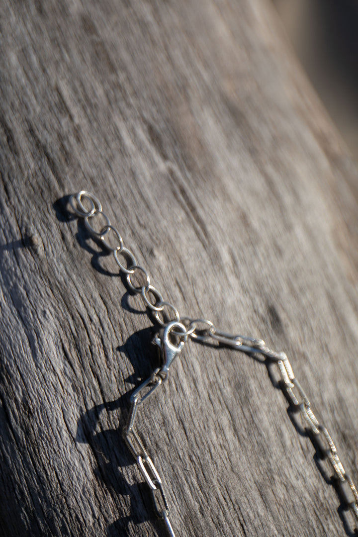 Silver Sheen Obsidian Pendant on Silver Link Chain