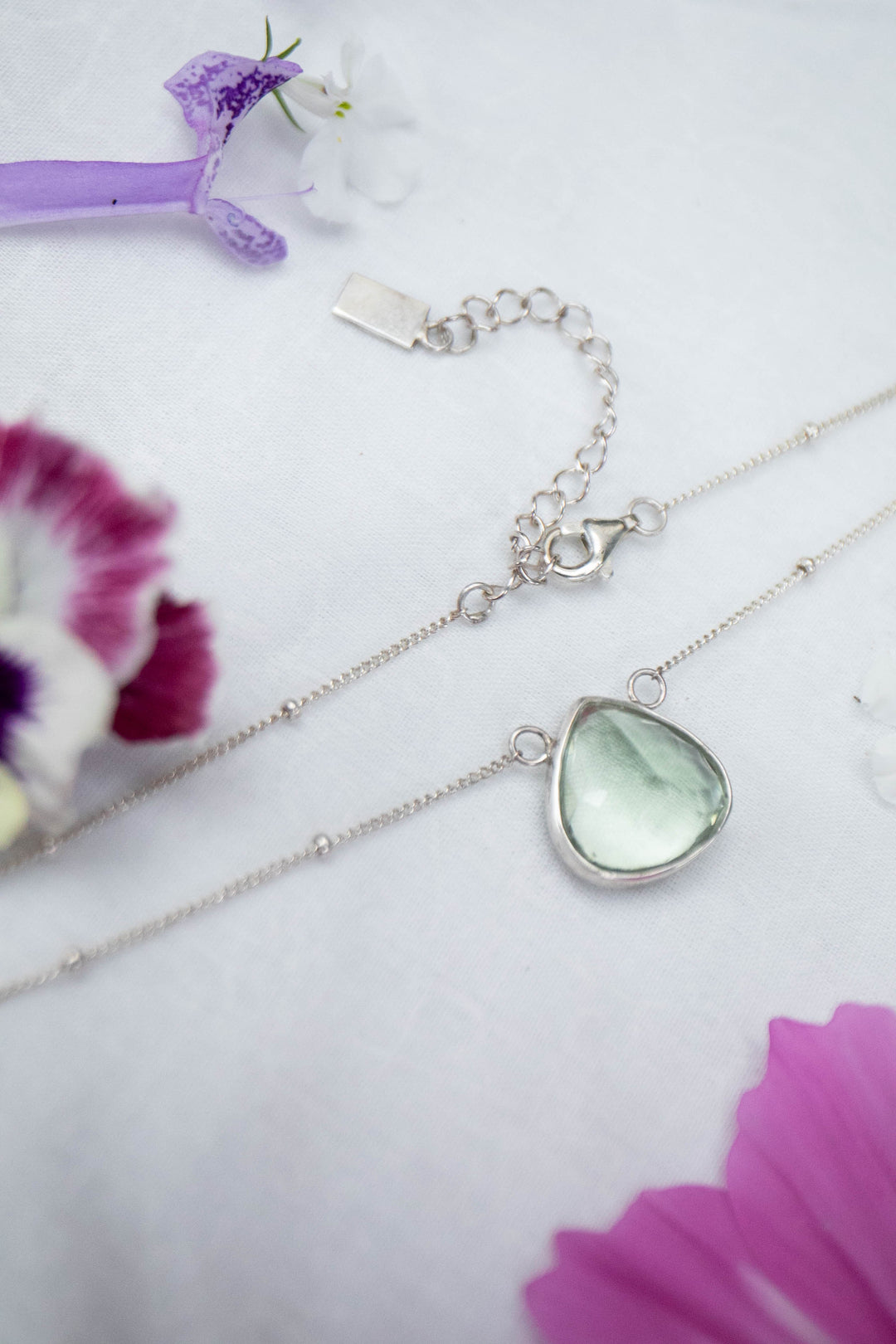 Faceted Green Amethyst or Prasiolite Pendant on Fine Sterling Silver Chain