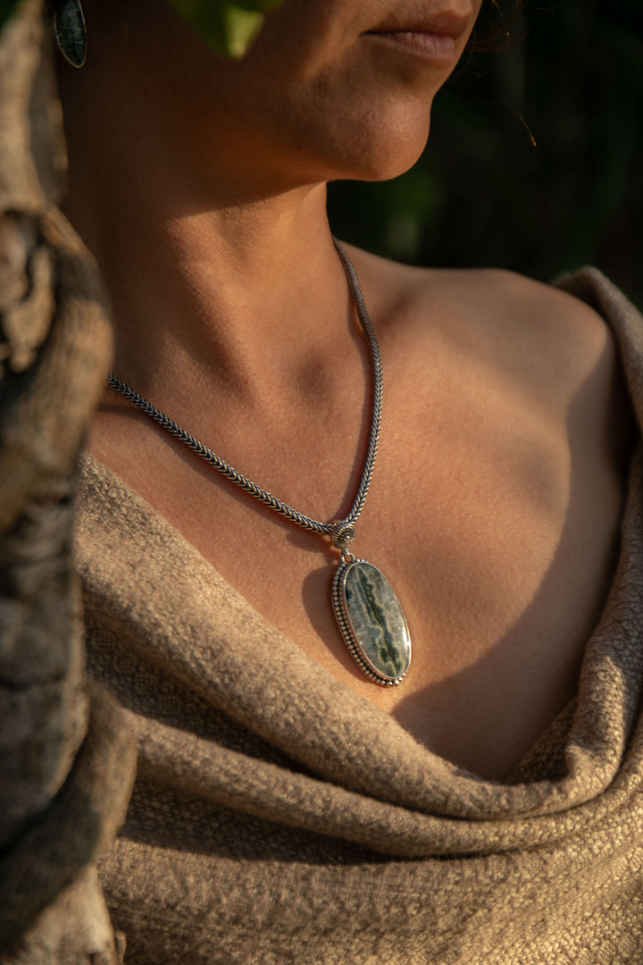 Ocean Jasper Pendant in Tribal Sterling Silver