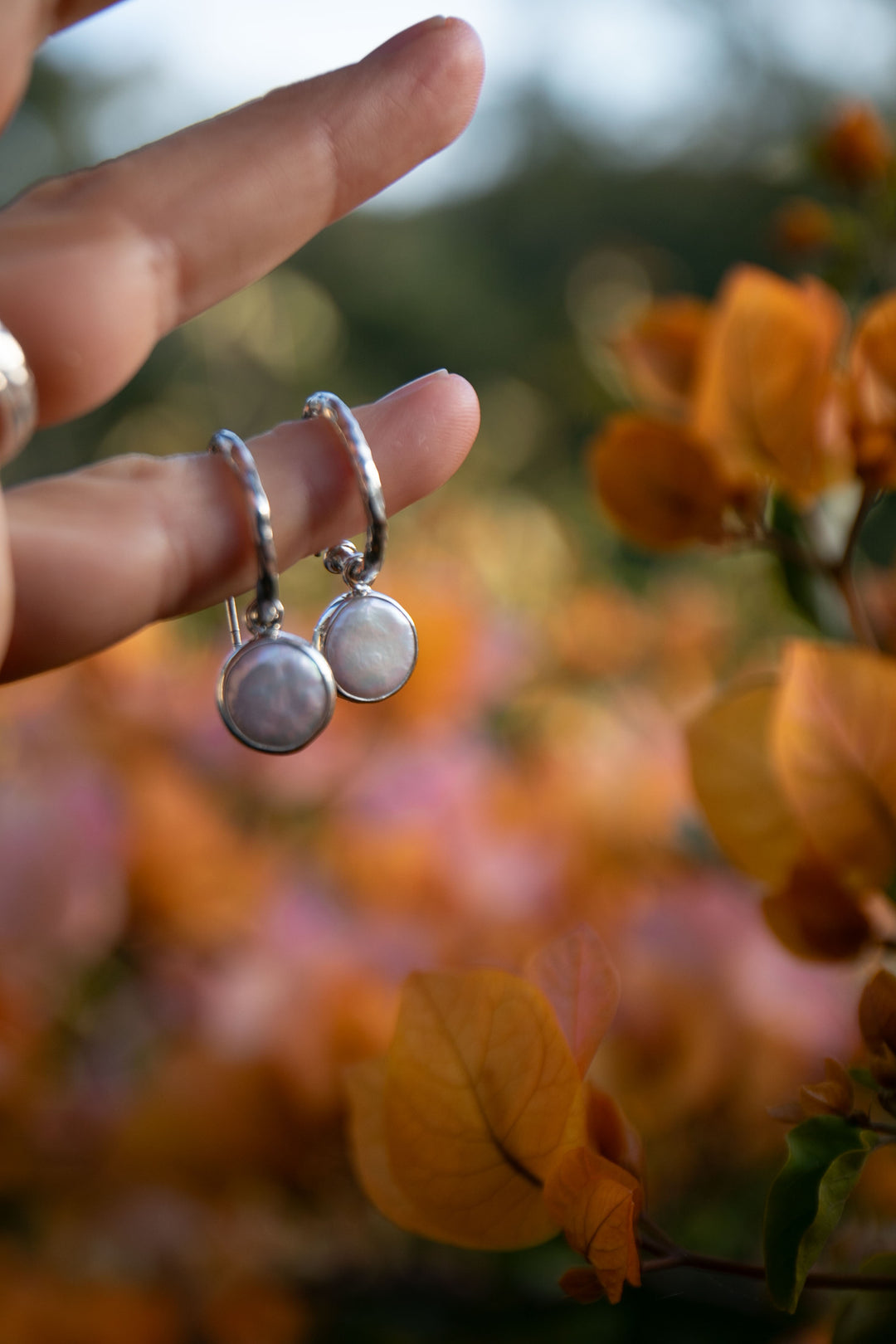 Freshwater Pearl Stud Hoop Earrings in Sterling Silver