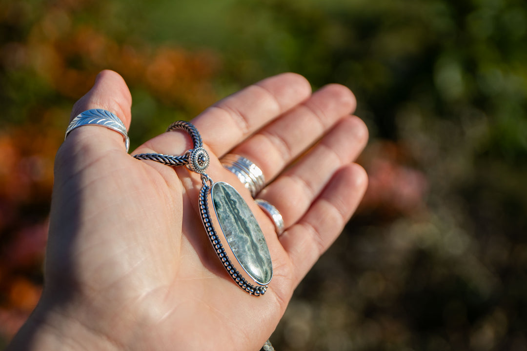 Ocean Jasper Pendant in Tribal Sterling Silver