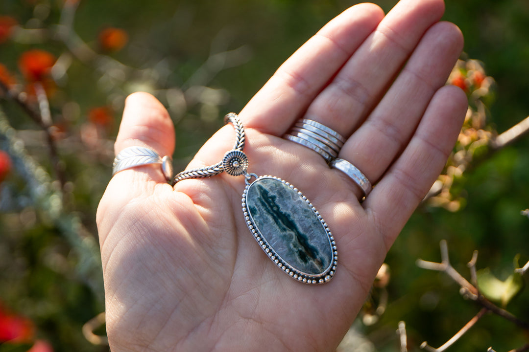 Ocean Jasper Pendant in Tribal Sterling Silver