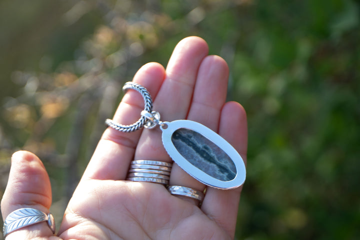 Ocean Jasper Pendant in Tribal Sterling Silver