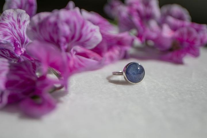 Tanzanite Ring in Double Silver Setting - Size 7 US