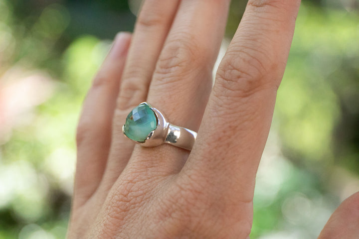 Peruvian Opal Ring set in Sterling Silver Setting - Size 7.5 US