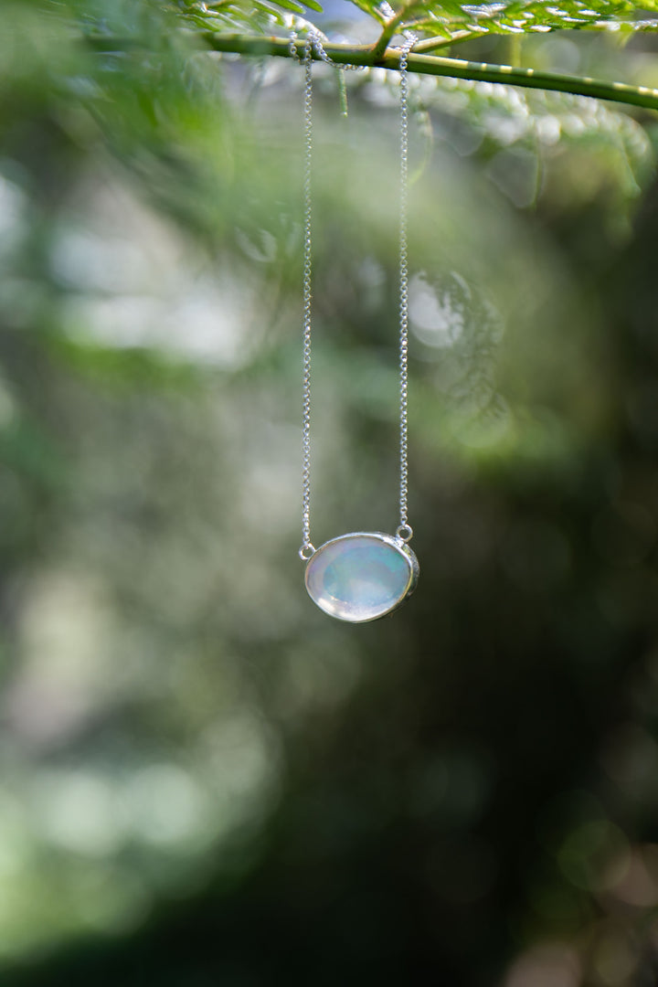 Stunning Ethiopian Opal Pendant set on Sterling Silver Chain