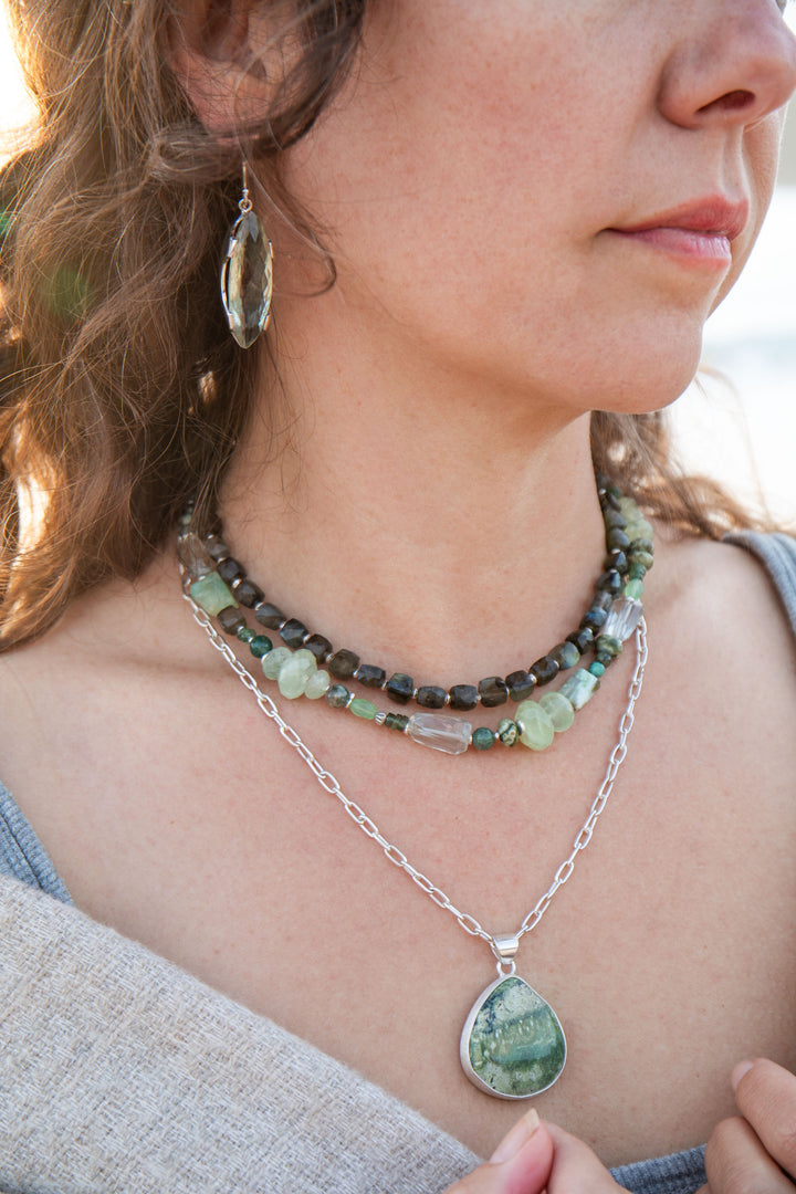 Faceted Labradorite and Thai Silver Necklace