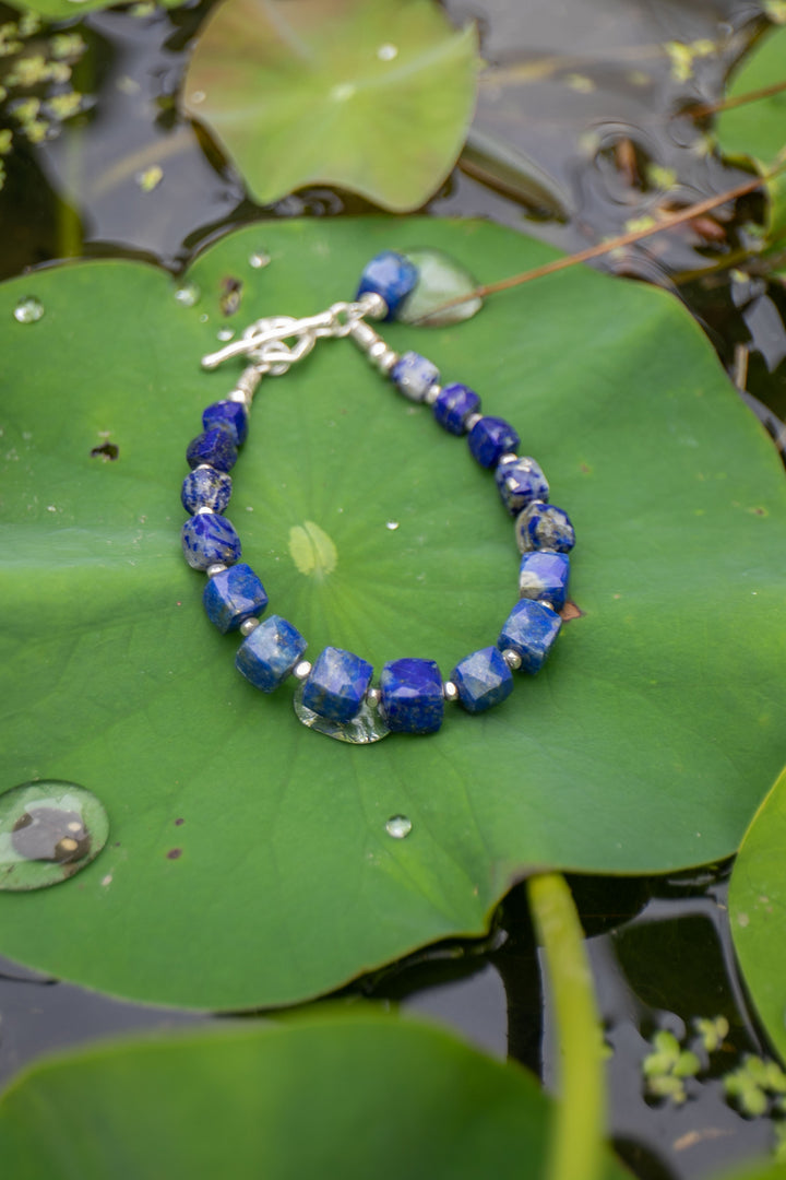 Lapis Lazuli Bracelet with Thai Hill Tribe Silver Beads and Clasp