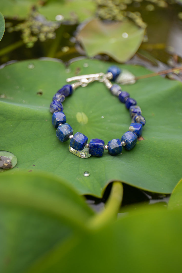 Lapis Lazuli Bracelet with Thai Hill Tribe Silver Beads and Clasp