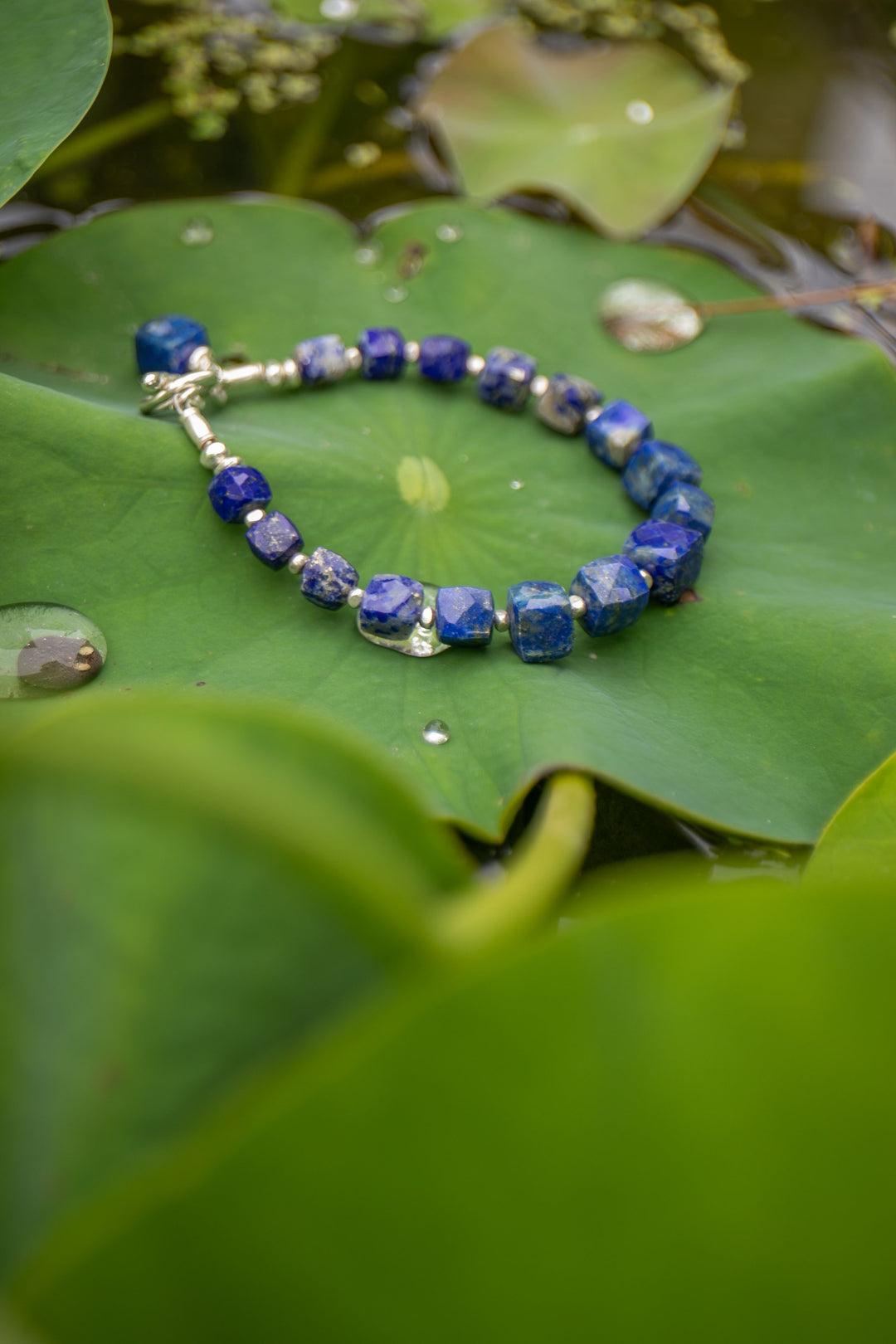 Lapis Lazuli Bracelet with Thai Hill Tribe Silver Beads and Clasp