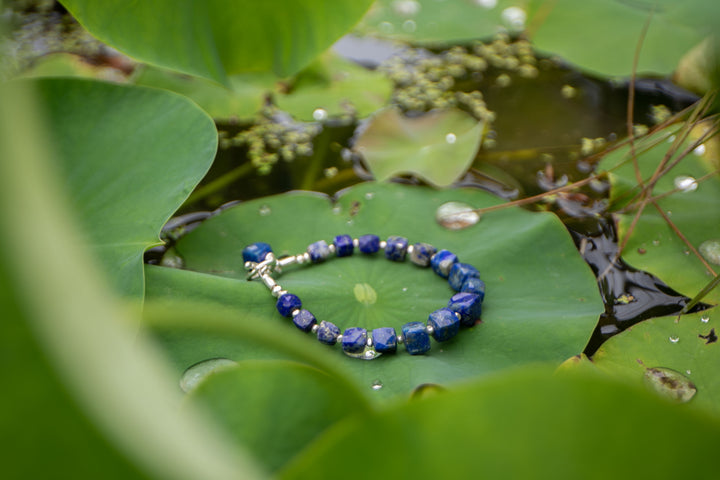 Lapis Lazuli Bracelet with Thai Hill Tribe Silver Beads and Clasp