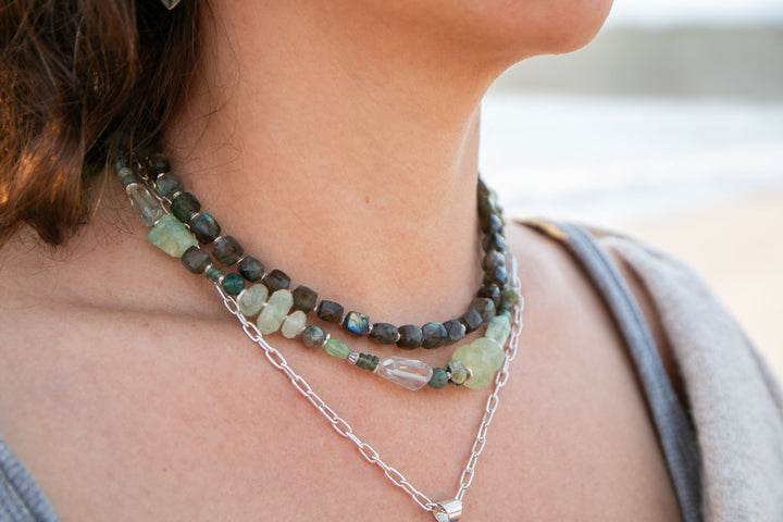 Faceted Labradorite and Thai Silver Necklace