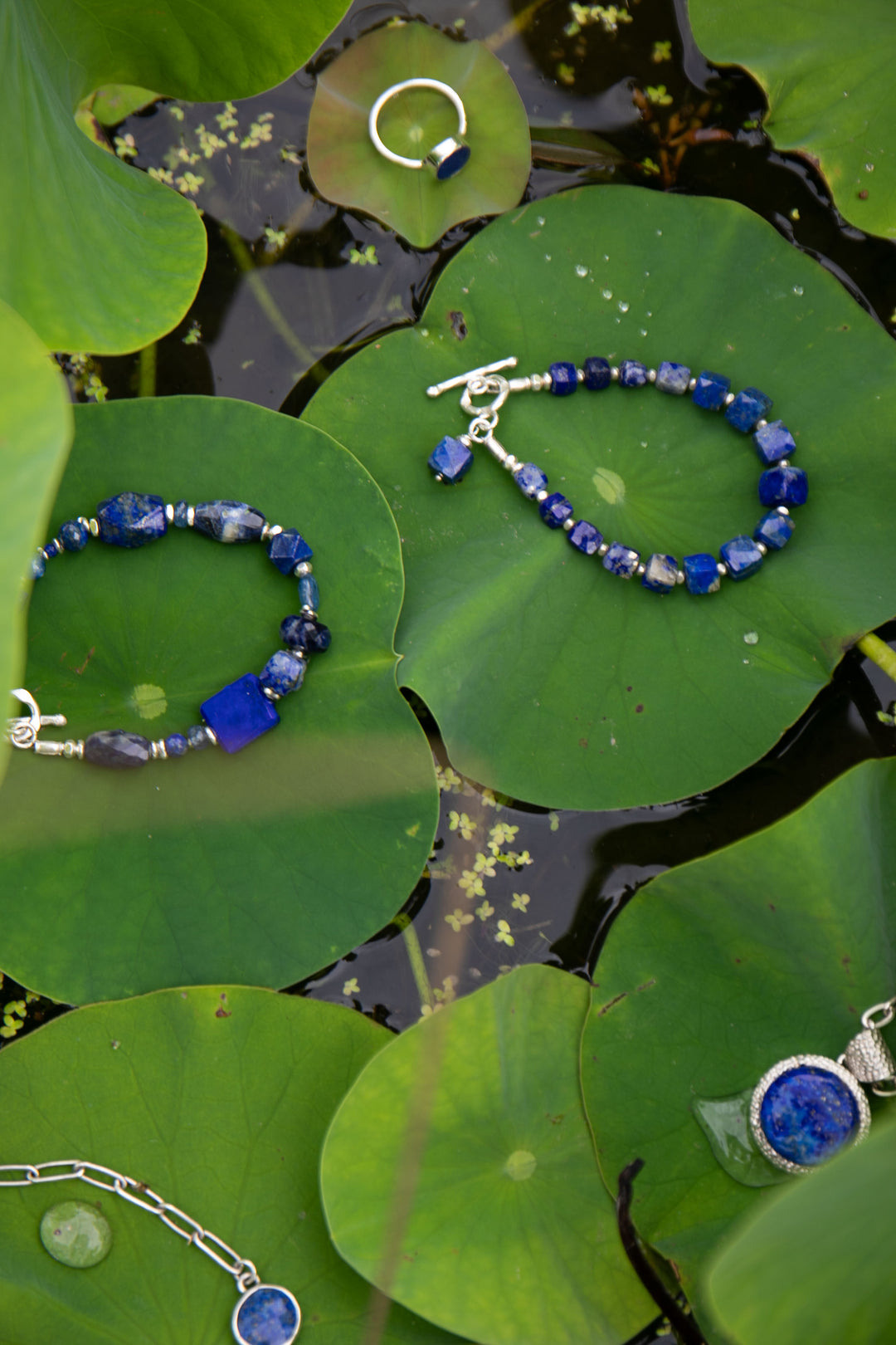 Lapis Lazuli, Sodalite and Kyanite Bracelet with Thai Hill Tribe Silver