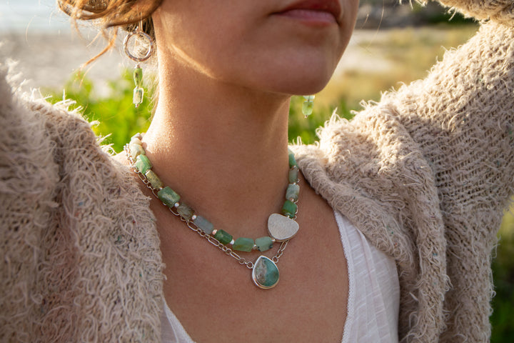 Peruvian Opal Pendant on Fixed Sterling Silver Chain