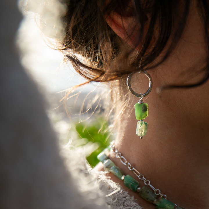 Peruvian Opal Earrings with Thai Hill Tribe Silver