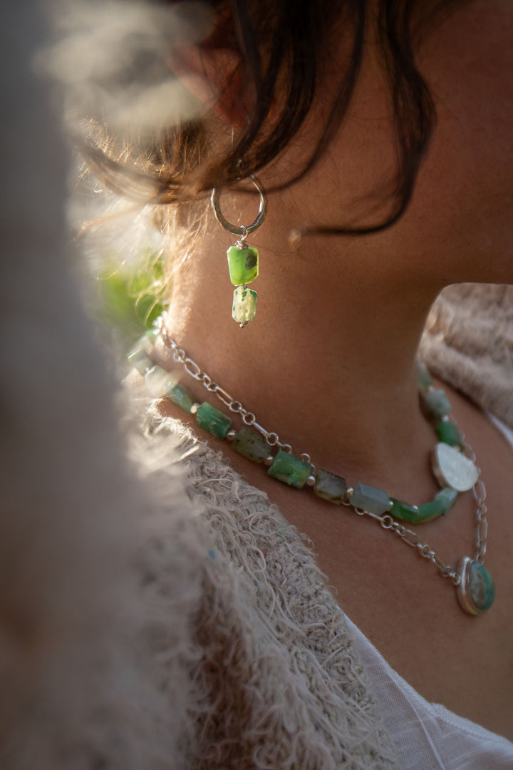 Peruvian Opal Earrings with Thai Hill Tribe Silver