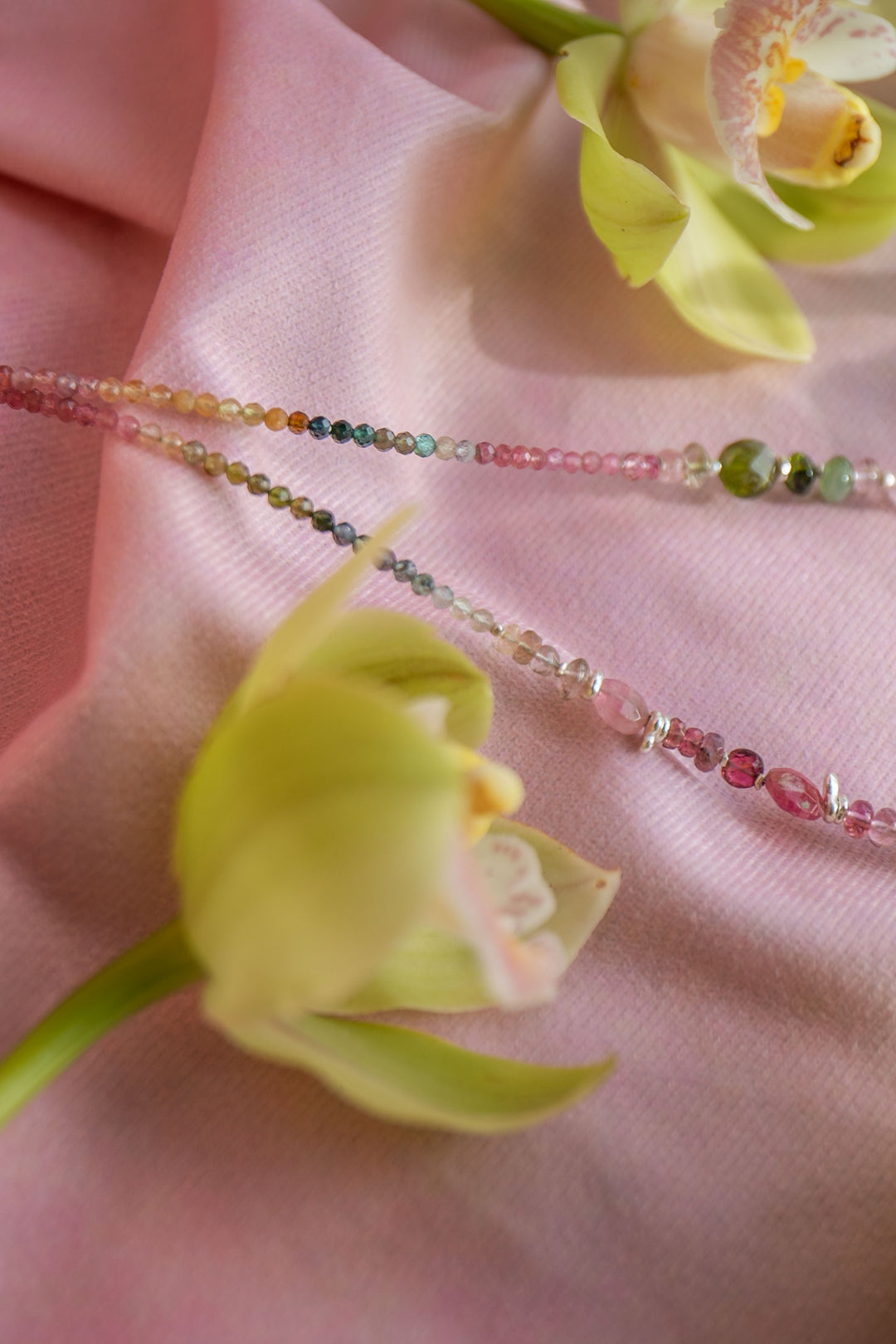 Watermelon Tourmaline Necklace Handmade with Thai Hill Tribe Silver