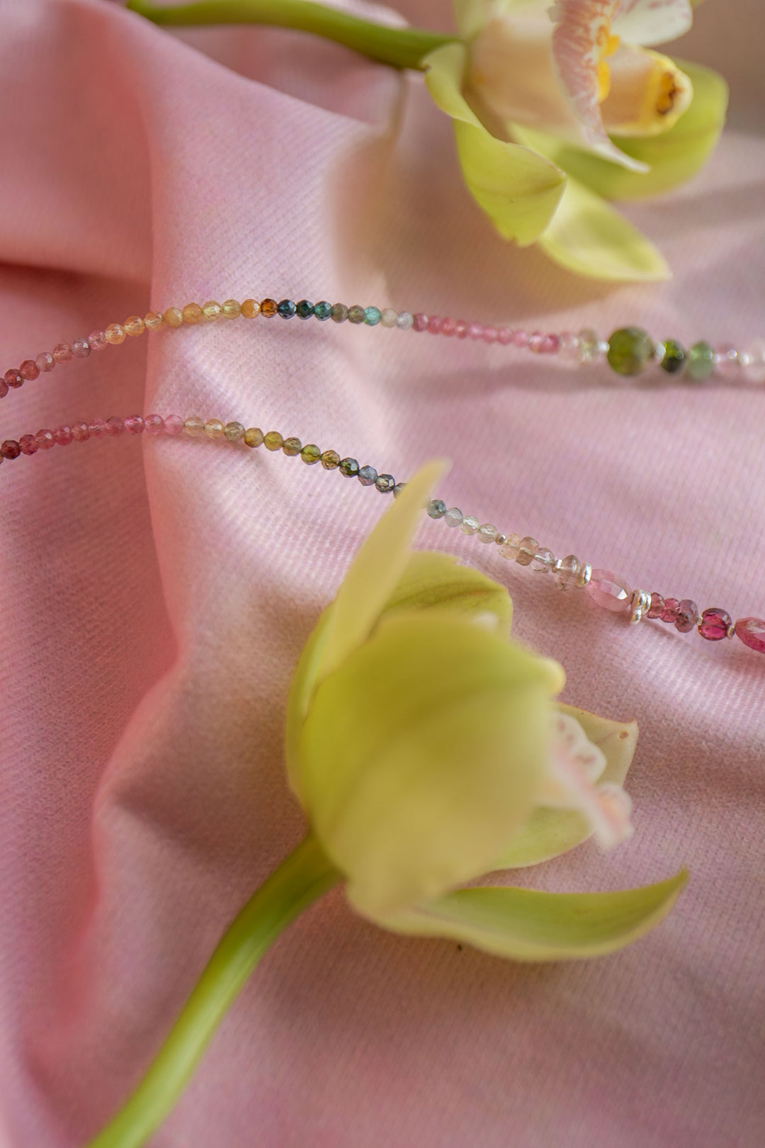 Watermelon Tourmaline Necklace Handmade with Thai Hill Tribe Silver