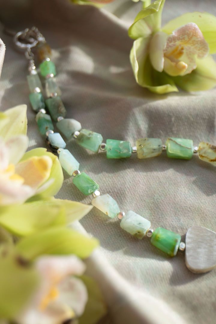 Peruvian Opal Necklace with Thai Hill Tribe Silver Necklace